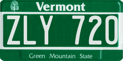 VT license plate ZLY720