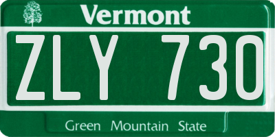 VT license plate ZLY730