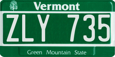 VT license plate ZLY735