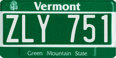 VT license plate ZLY751