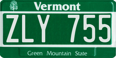 VT license plate ZLY755