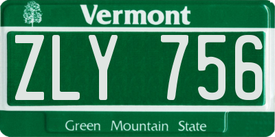 VT license plate ZLY756