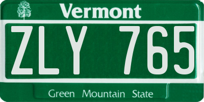 VT license plate ZLY765