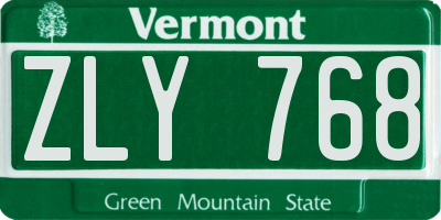 VT license plate ZLY768