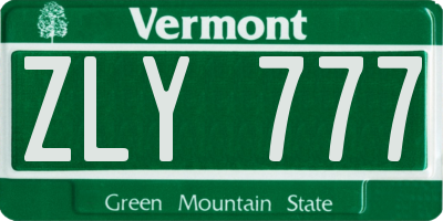 VT license plate ZLY777