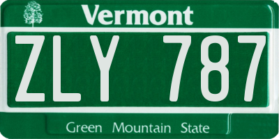 VT license plate ZLY787