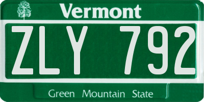 VT license plate ZLY792