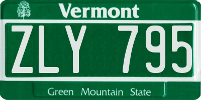 VT license plate ZLY795
