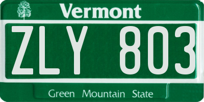 VT license plate ZLY803