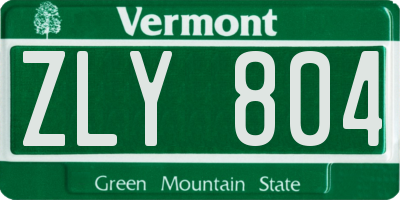 VT license plate ZLY804