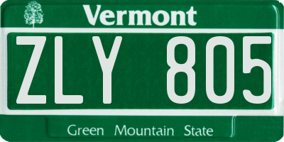 VT license plate ZLY805