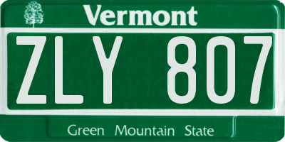 VT license plate ZLY807