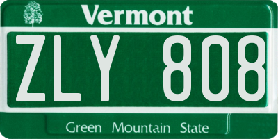 VT license plate ZLY808