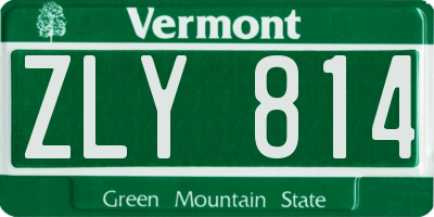 VT license plate ZLY814