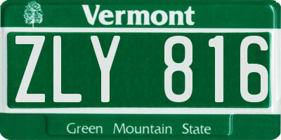 VT license plate ZLY816