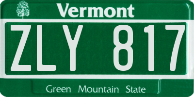 VT license plate ZLY817