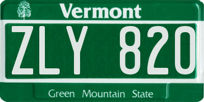 VT license plate ZLY820