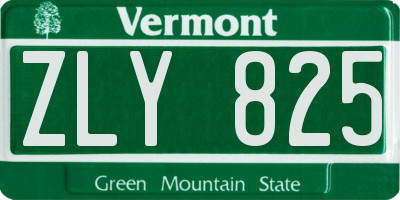 VT license plate ZLY825