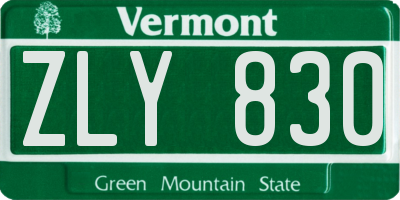 VT license plate ZLY830
