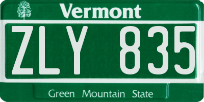 VT license plate ZLY835