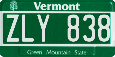 VT license plate ZLY838