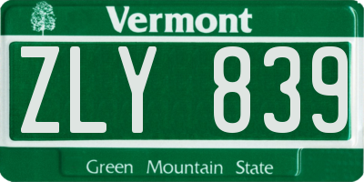 VT license plate ZLY839