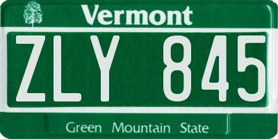 VT license plate ZLY845