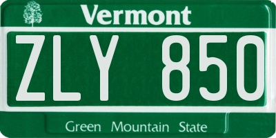 VT license plate ZLY850