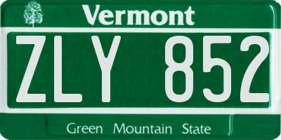 VT license plate ZLY852