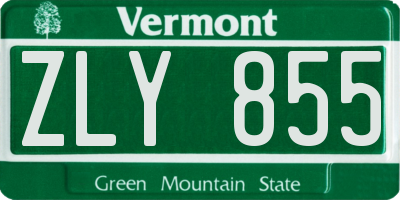 VT license plate ZLY855