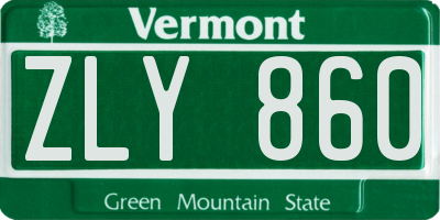 VT license plate ZLY860