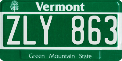 VT license plate ZLY863