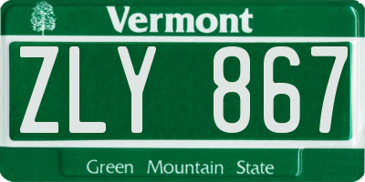 VT license plate ZLY867