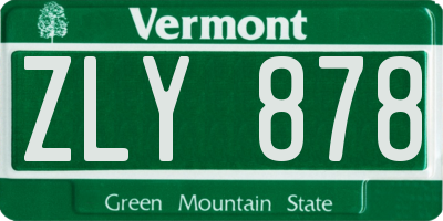 VT license plate ZLY878