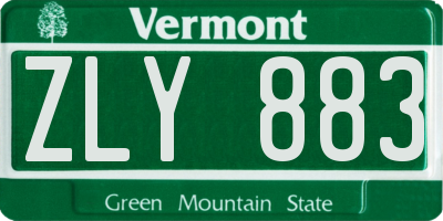 VT license plate ZLY883