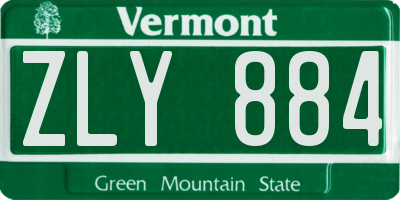 VT license plate ZLY884