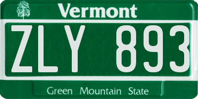 VT license plate ZLY893