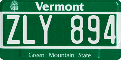 VT license plate ZLY894