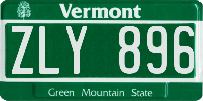 VT license plate ZLY896