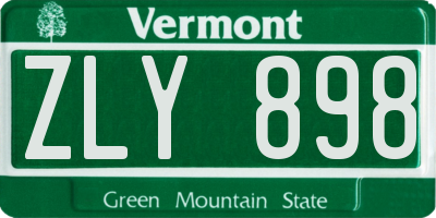 VT license plate ZLY898