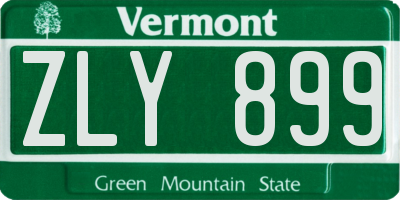 VT license plate ZLY899