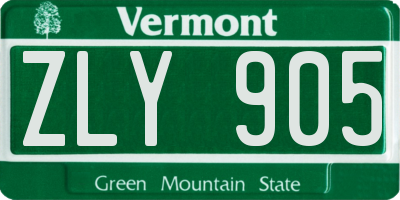 VT license plate ZLY905