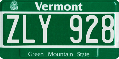 VT license plate ZLY928