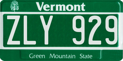 VT license plate ZLY929