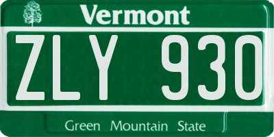 VT license plate ZLY930