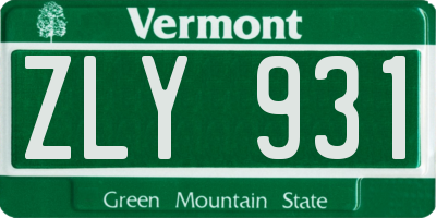 VT license plate ZLY931