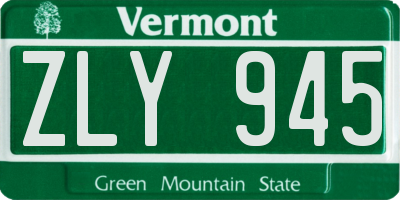 VT license plate ZLY945