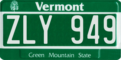 VT license plate ZLY949
