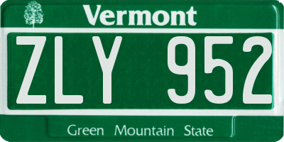 VT license plate ZLY952