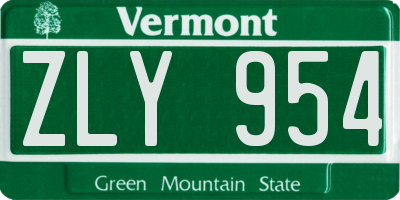 VT license plate ZLY954